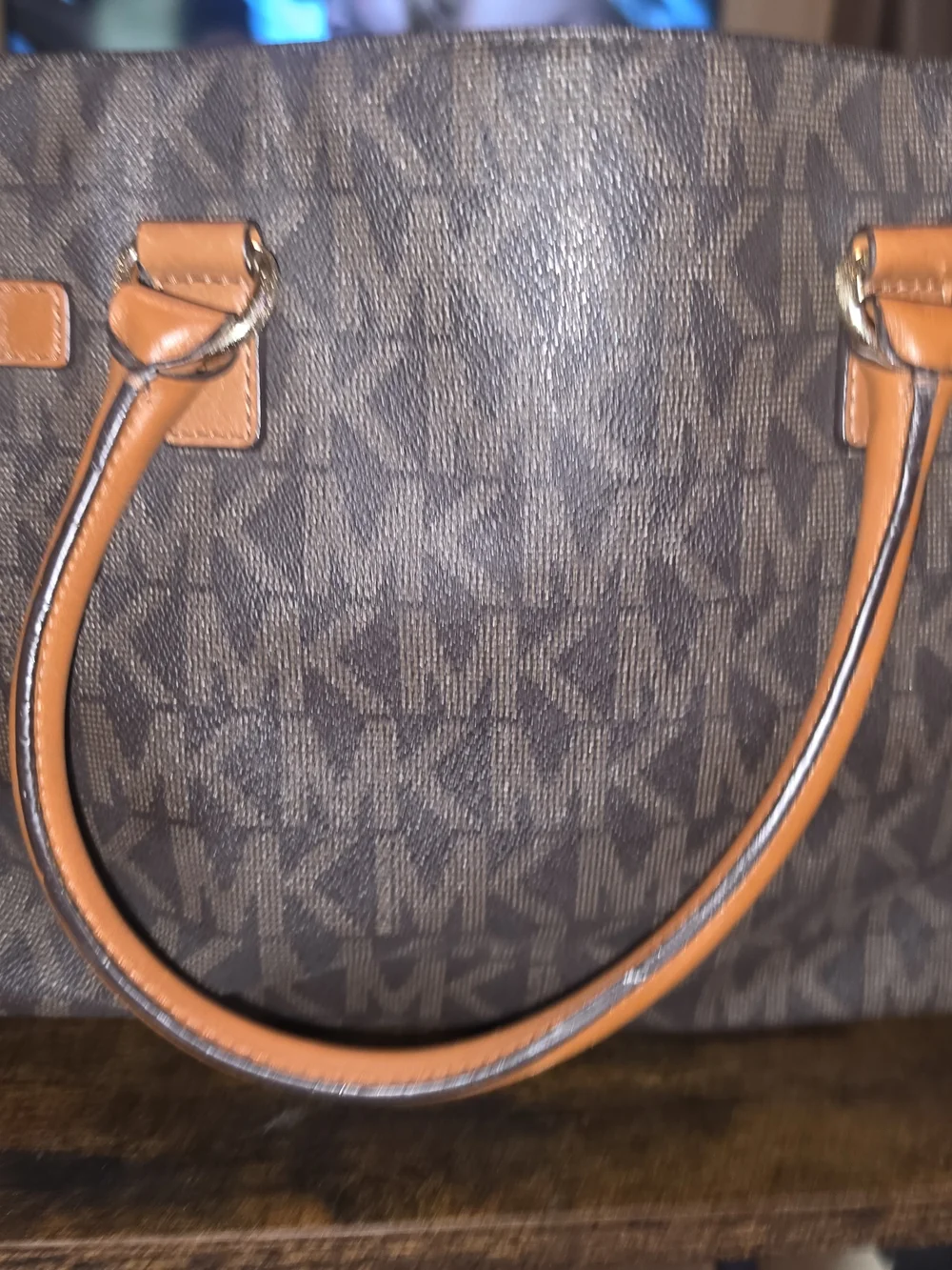 Michael Kors MK Signature Brown Satchel Tote Handbag